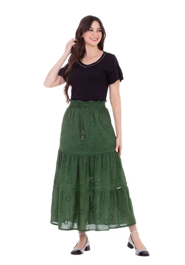 Blusa Em Malha Algodão Com Bordado Manual E Babados Preta Hapuk Outono/Inverno 2024
