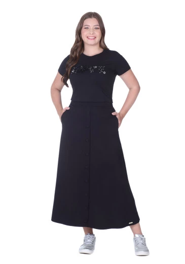 Blusa Mia Em Malha Com Bordado Industrial Preta Hapuk Alto Verão 2025