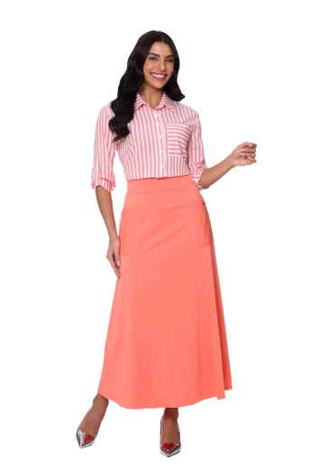 Camisa Bruna Com Botões Laranja Hapuk Outono/Inverno 2025
