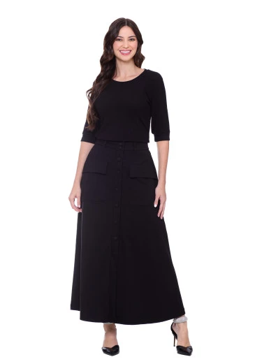 Saia Angelina Preto Em Malha Crepe Hapuk Outono/Inverno 2025