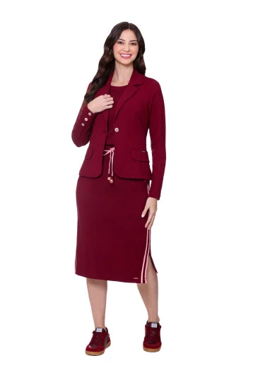 Blazer Elisa Bordô Em Malha Estruturada Hapuk Outono/Inverno 2025