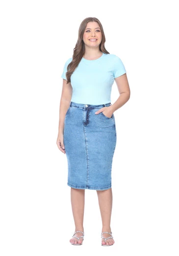 Blusa Luiza Em Malha Pima Azul Hapuk Alto Verão 2025