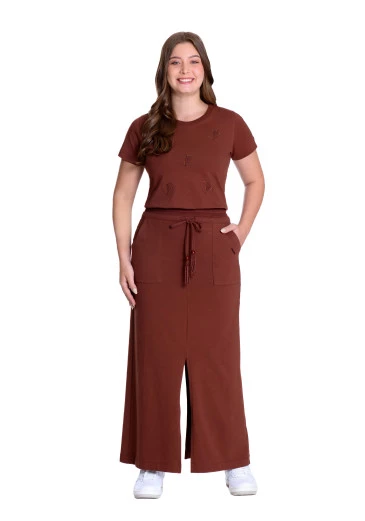 Blusa Júlia Em Moletinho Com Bordado Marrom Hapuk Outono/Inverno 2025