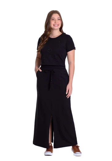 Blusa Júlia Em Moletinho Com Bordado Preta Hapuk Outono/Inverno 2025