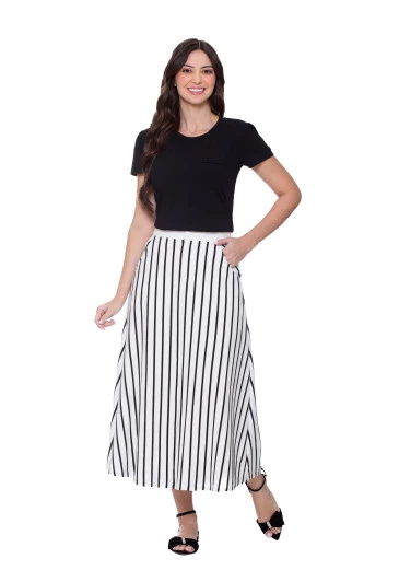 Saia Jordana Em Malha Off White Listrada Hapuk Outono/Inverno 2025