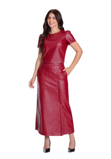 Cropped Leticia Com Aspecto De Couro Bordô Hapuk Outono/Inverno 2025