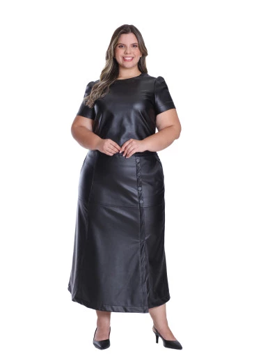 Cropped Leticia Com Aspecto De Couro Preto Hapuk Outono/Inverno 2025