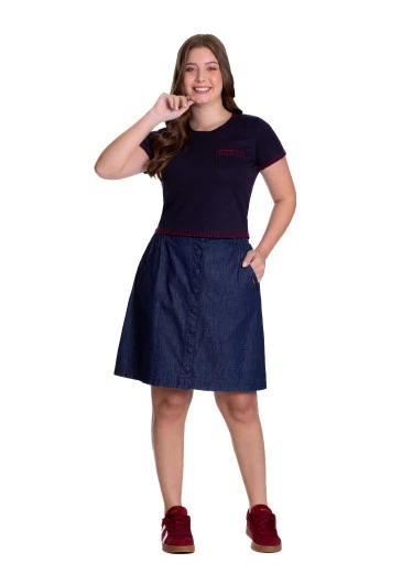 Blusa Marlene Em Malha Com Bordado Azul Marinho Hapuk Outono/Inverno 2025