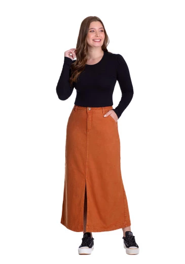 Saia Isadora Jeans Color Caramelo Hapuk Outono/Inverno 2025
