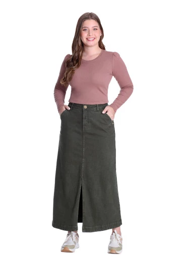 Saia Isadora Jeans Color Verde Militar Hapuk Outono/Inverno 2025