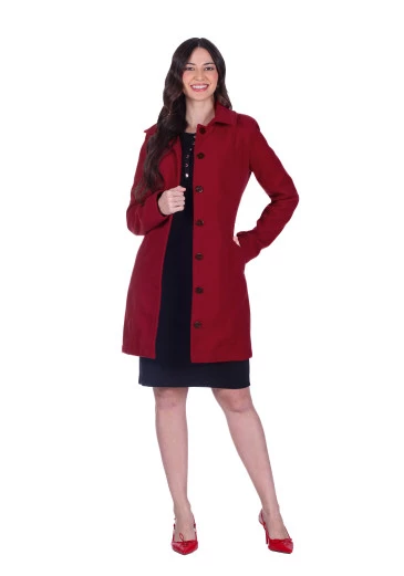 Trench Coat Soraia Bordo Em Lã Batida Hapuk Outono/Inverno 2025