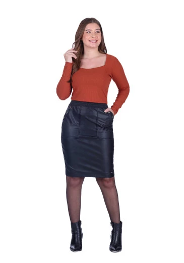 Blusa Ivanilde Em Malha Canelada Telha Hapuk Outono/Inverno 2025