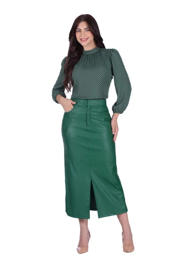 Blusa Scarlat Em Poá Verde Hapuk Outono/Inverno 2025