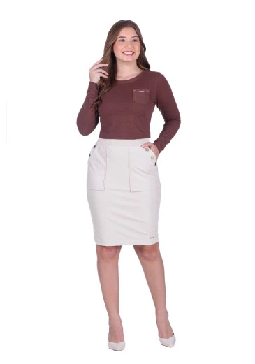 Blusa Lúmina Em Malha Texturizada Marrom Hapuk Outono/Inverno 2025