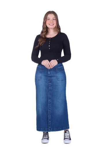 Saia Zara Azul Jeans Hapuk Outono/Inverno 2025