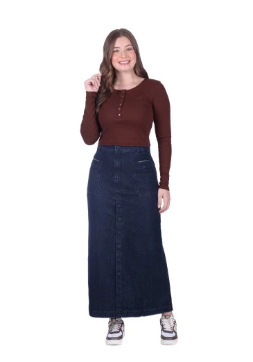 Saia Zara Jeans Escuro Hapuk Outono/Inverno 2025