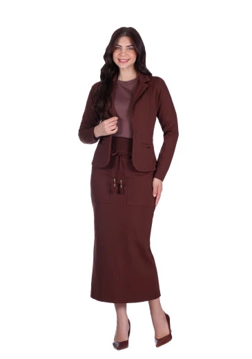Blazer Francine Em Ponto Roma Marrom Hapuk Outono/Inverno 2025