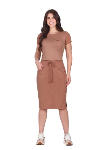 Blusa Elena Em Malha Lisa Marrom Claro Hapuk Outono/Inverno 2025