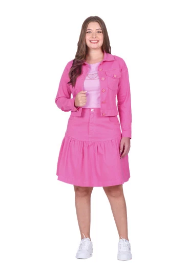 Jaqueta Fernanda Em Jeans Color Rosa Hapuk Outono/Inverno 2025