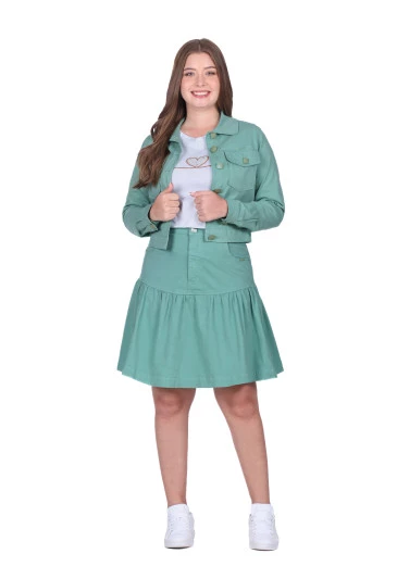 Jaqueta Fernanda Em Jeans Color Verde  Hapuk Outono/Inverno 2025
