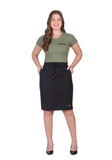 Saia Rita Em Linho Preto Hapuk Outono/Inverno 2025