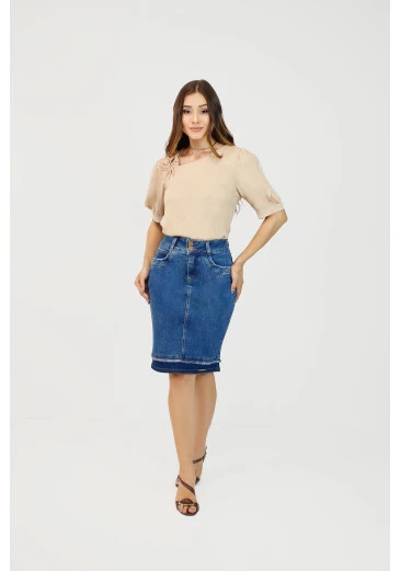Blusa Petra Em Viscolinho Bege Nítido Outono/Inverno 2025