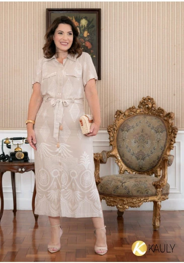 Chemissie Max Em Viscose Bege Kauly Outono/Inverno 2025 