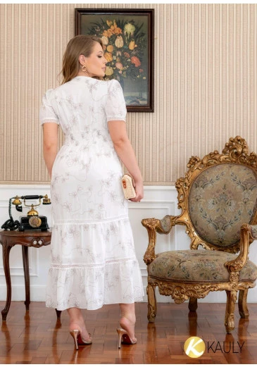 Vestido Max Em Voil Off White Kauly Outono/Inverno 2025
