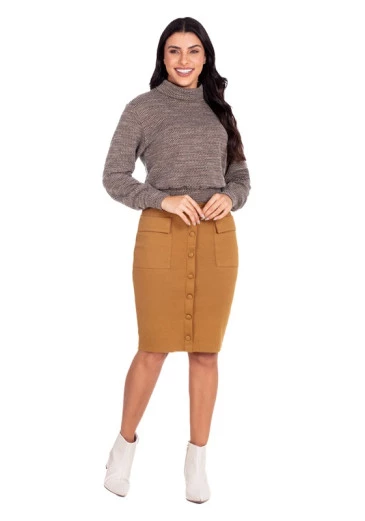 Conjunto Leandra Em Ponta Roma E Moletom Tricô Mostarda Hapuk Outono/Inverno 2024