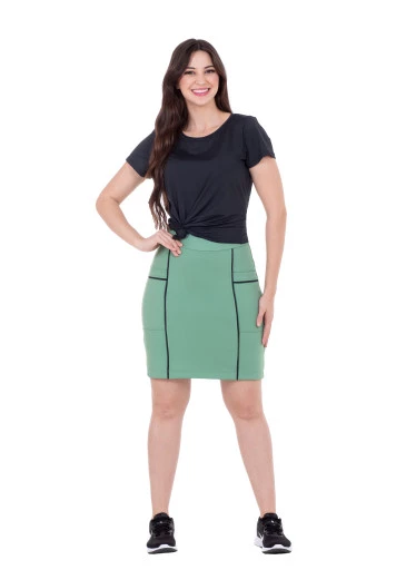 Conjunto Giorgia Fitness Em Malha Com Proteção UV Shorts Com Bolsos Funcionais Preto Hapuk Outono/Inverno 2024