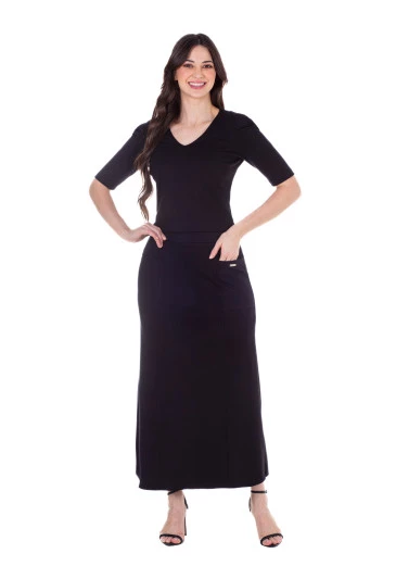 Conjunto Carla Em Ponto Roma Decote V Preto Hapuk Primavera/Verão 2025