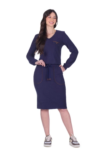 Conjunto Amabylle Em Malha Texturizada Azul Marinho Hapuk  Outono/Inverno 2025