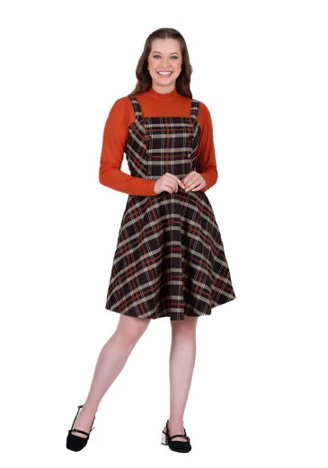 Vestido Fabíola Tecido Plano Xadrez Preto Hapuk Outono/Inverno 2025
