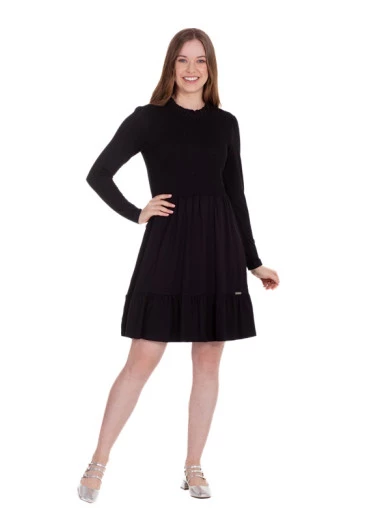 Vestido Olga Em Moletinho Frente Em Lastex Preto Hapuk Outono/Inverno 2025