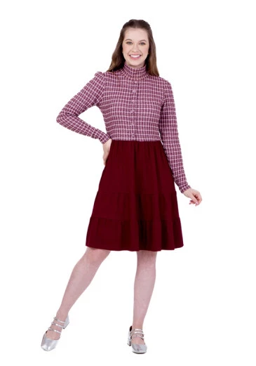 Vestido Hebe Em Malha Tweed Bordô Hapuk Outono/Inverno 2024