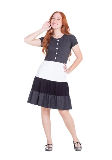 Vestido Blanca Em Mix De Malhas Preto Hapuk Outono/Inverno 2024