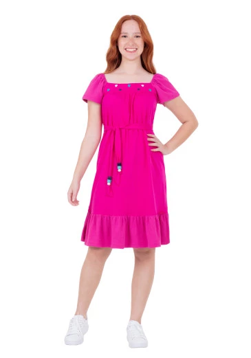 Vestido Sila Em Malha Lisa Com Faixa Pink Hapuk Outono/Inverno 2024