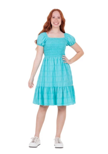 Vestido Irene Confeccionado Em Tecido Plano Azul Piscina Hapuk Primavera/Verão 2025