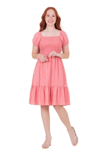Vestido Irene Confeccionado Em Tecido Plano Coral Hapuk Primavera/Verão 2025