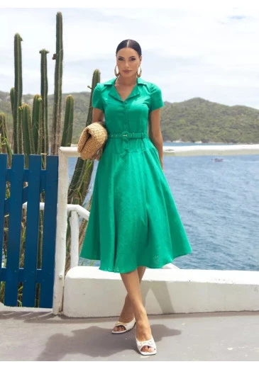 Vestido Valentina Cinto Encapado Jany Pim Alto Verão 2025