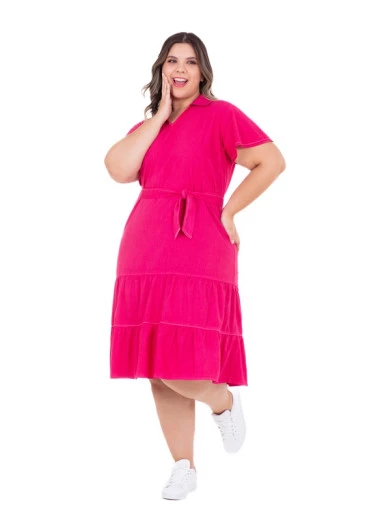 Vestido Silvana  Confeccionado Em Jeans Color Pink Hapuk Primavera/Verão 2025