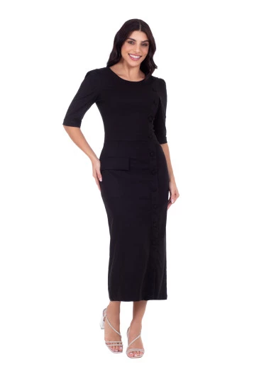 Vestido Angel Em Tecido Plano Com Zíper Preto Hapuk Primavera/Verão 2025