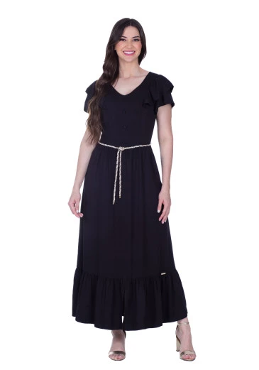 Vestido Glaucia Com Cordão Preto Hapuk Primavera/Verão 2025