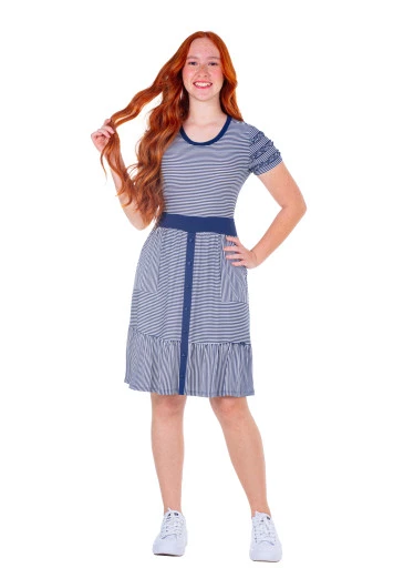 Vestido Jhulye Em Malha Com Bolsos Azul Marinho Hapuk Primavera/Verão 2025