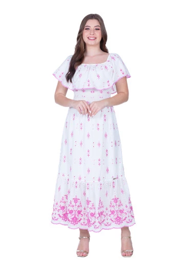 Vestido Roseli Em Laise Com Lastex Rosa Hapuk Primavera/Verão 2025 