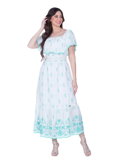 Vestido Roseli Em Laise Com Lastex Verde Hapuk Primavera/Verão 2025 