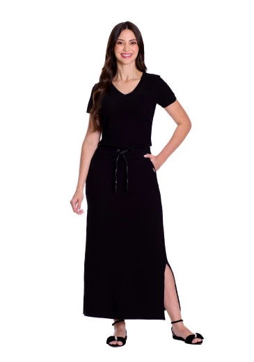 Vestido Ilda Em Malha Canelada Preto Hapuk Outono/Inverno 2025