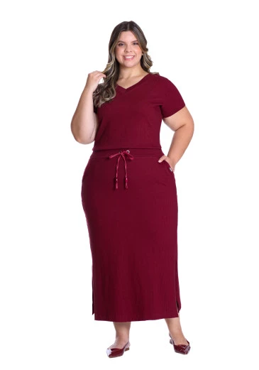 Vestido Ilda Em Malha Canelada Bordo Hapuk Outono/Inverno 2025