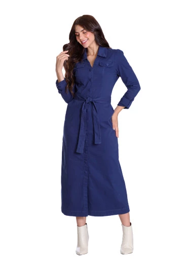 Vestido Amanda Em Jeans Color Azul Marinho Hapuk Outono/Inverno 2025