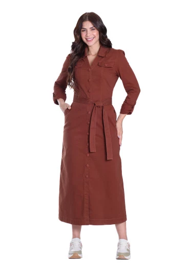 Vestido Amanda Em Jeans Color Marrom Hapuk Outono/Inverno 2025